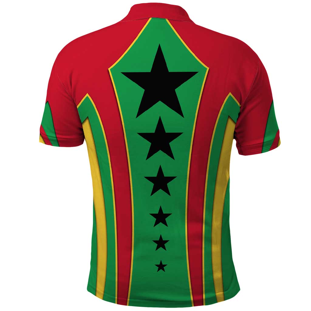 Guinea Bissau Polo Shirt Red Green Yellow Stripe Design and Black Star - African Pride