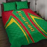 Guinea Bissau Quilt Bed Set Red Green Yellow Stripe Design and Black Star - African Pride