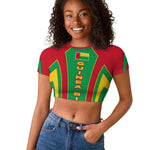 Guinea Bissau Raglan Cropped T shirt Red Green Yellow Stripe Design and Black Star - African Pride