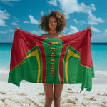 Guinea Bissau Sarong Red Green Yellow Stripe Design and Black Star - African Pride