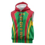 Guinea Bissau Sleeveless Zip Hoodie Red Green Yellow Stripe Design and Black Star - African Pride