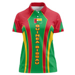 Guinea Bissau Women Polo Shirt Red Green Yellow Stripe Design and Black Star - African Pride
