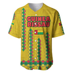 Guinea Bissau Baseball Jersey Yellow Tribal Geometric Design and National Flag - African Pride