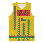 Guinea Bissau Basketball Jersey Yellow Tribal Geometric Design and National Flag - African Pride