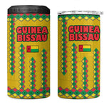 Guinea Bissau 4 in 1 Can Cooler Tumbler Yellow Tribal Geometric Design and National Flag - African Pride