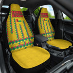 Guinea Bissau Car Seat Cover Yellow Tribal Geometric Design and National Flag - African Pride