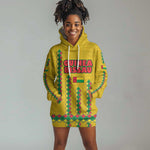 Guinea Bissau Hoodie Dress Yellow Tribal Geometric Design and National Flag - African Pride