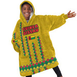 Guinea Bissau Kid Wearable Blanket Hoodie Yellow Tribal Geometric Design and National Flag - African Pride
