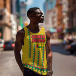 Guinea Bissau Men Tank Top Yellow Tribal Geometric Design and National Flag - African Pride