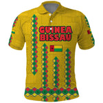 Guinea Bissau Polo Shirt Yellow Tribal Geometric Design and National Flag - African Pride