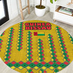 Guinea Bissau Round Carpet Yellow Tribal Geometric Design and National Flag - African Pride