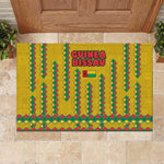 Guinea Bissau Rubber Doormat Yellow Tribal Geometric Design and National Flag - African Pride