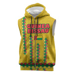 Guinea Bissau Sleeveless Zip Hoodie Yellow Tribal Geometric Design and National Flag - African Pride