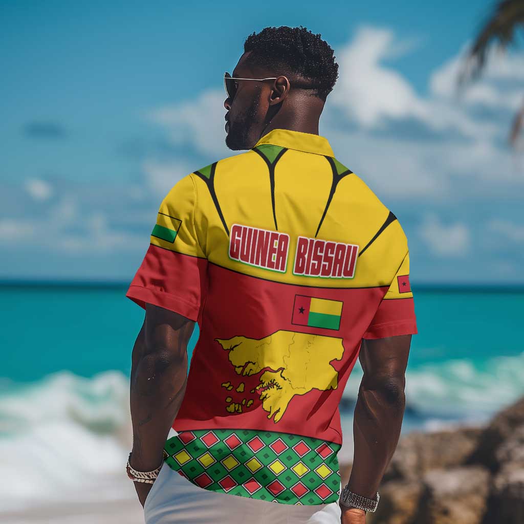 Guinea Bissau Hawaiian Shirt Red Yellow Green Geometric - African Pride