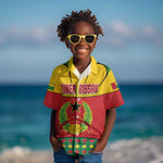 Guinea Bissau Kid Hawaiian Shirt Red Yellow Green Geometric - African Pride