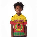 Guinea Bissau Kid Polo Shirt Red Yellow Green Geometric - African Pride