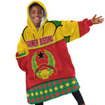 Guinea Bissau Kid Wearable Blanket Hoodie Red Yellow Green Geometric - African Pride