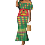 Guinea Bissau Mermaid Dress Red Yellow Green Geometric - African Pride