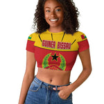 Guinea Bissau Raglan Cropped T shirt Red Yellow Green Geometric - African Pride