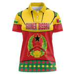 Guinea Bissau Women Polo Shirt Red Yellow Green Geometric - African Pride