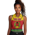 Guinea Bissau Women Sleeveless Polo Shirt Red Yellow Green Geometric - African Pride