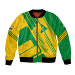 Comoros Flag Bomber Jacket - Green and Yellow Design and National Emblem