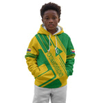 Comoros Flag Kid Hoodie - Green and Yellow Design and National Emblem