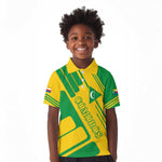 Comoros Flag Kid Polo Shirt - Green and Yellow Design and National Emblem