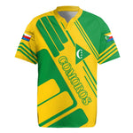 Comoros Flag Rugby Jersey - Green and Yellow Design and National Emblem