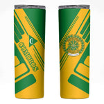 Comoros Flag Skinny Tumbler - Green and Yellow Design and National Emblem