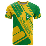 Comoros Flag T shirt - Green and Yellow Design and National Emblem