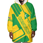 Comoros Flag Wearable Blanket Hoodie - Green and Yellow Design and National Emblem