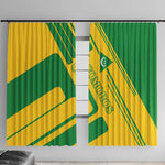 Comoros Flag Window Curtain - Green and Yellow Design and National Emblem