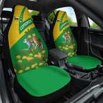 Comoros Car Seat Cover - National Flag Lemur Design and Ylang Ylang Flower Pattern