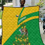 Comoros Quilt - National Flag Lemur Design and Ylang Ylang Flower Pattern