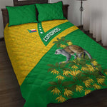 Comoros Quilt Bed Set - National Flag Lemur Design and Ylang Ylang Flower Pattern