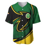 Comoros Baseball Jersey - Green Black Yellow Swirl Design and National Emblem Pattern