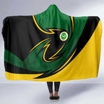 Comoros Hooded Blanket - Green Black Yellow Swirl Design and National Emblem Pattern