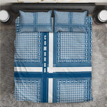 Comoros Bedding Set - Blue and White Traditional Geometric Pattern and National Flag Detail