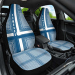 Comoros Car Seat Cover - Blue and White Traditional Geometric Pattern and National Flag Detail