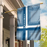 Comoros Garden Flag - Blue and White Traditional Geometric Pattern and National Flag Detail
