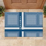 Comoros Rubber Doormat - Blue and White Traditional Geometric Pattern and National Flag Detail