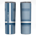 Comoros Skinny Tumbler - Blue and White Traditional Geometric Pattern and National Flag Detail