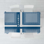 Comoros Tablecloth - Blue and White Traditional Geometric Pattern and National Flag Detail