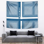 Comoros Tapestry - Blue and White Traditional Geometric Pattern and National Flag Detail