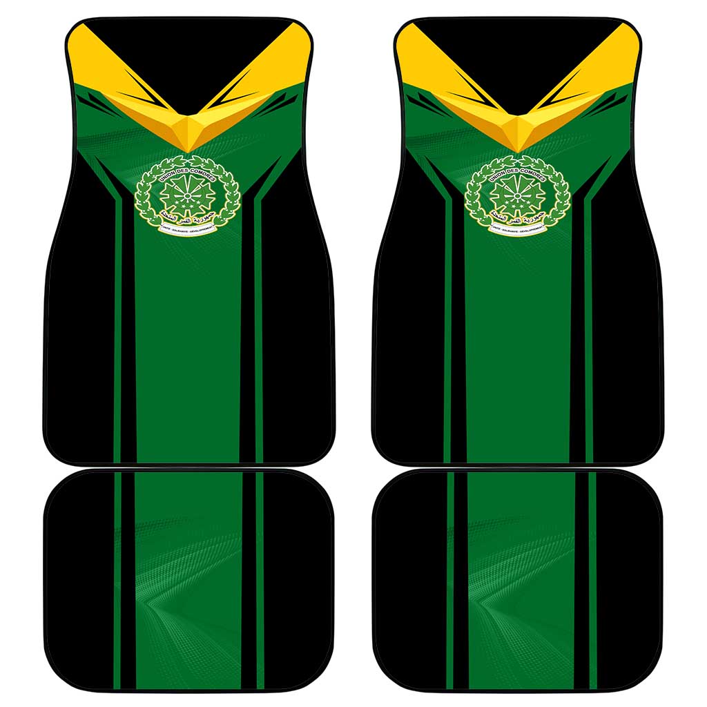 Comoros Car Mats - National Colors Green Yellow Black Crescent Moon and Stars Emblem