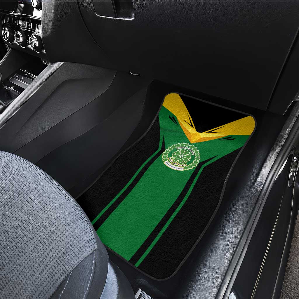 Comoros Car Mats - National Colors Green Yellow Black Crescent Moon and Stars Emblem