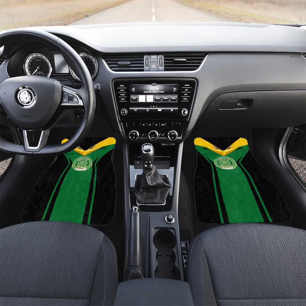 Comoros Car Mats - National Colors Green Yellow Black Crescent Moon and Stars Emblem