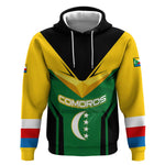 Comoros Hoodie - National Colors Green Yellow Black Crescent Moon and Stars Emblem