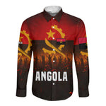 Angola Long Sleeve Button Shirt Red Black Yellow Grunge - African Pride
